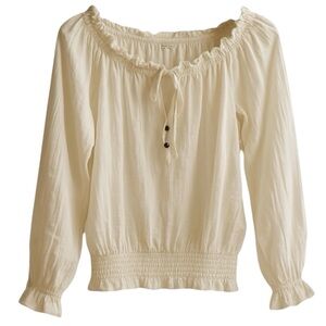 NWT! French Laundry Cream Peasant Blouse – Size: XL